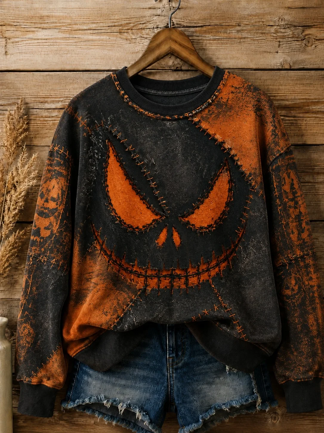 Spooky Pumpkin Face Sweatshirt Gothic Halloween Party Clothing Gift Spooky Pumpkin Face Sweatshirt Gothic Halloween Party Clothing Gift
