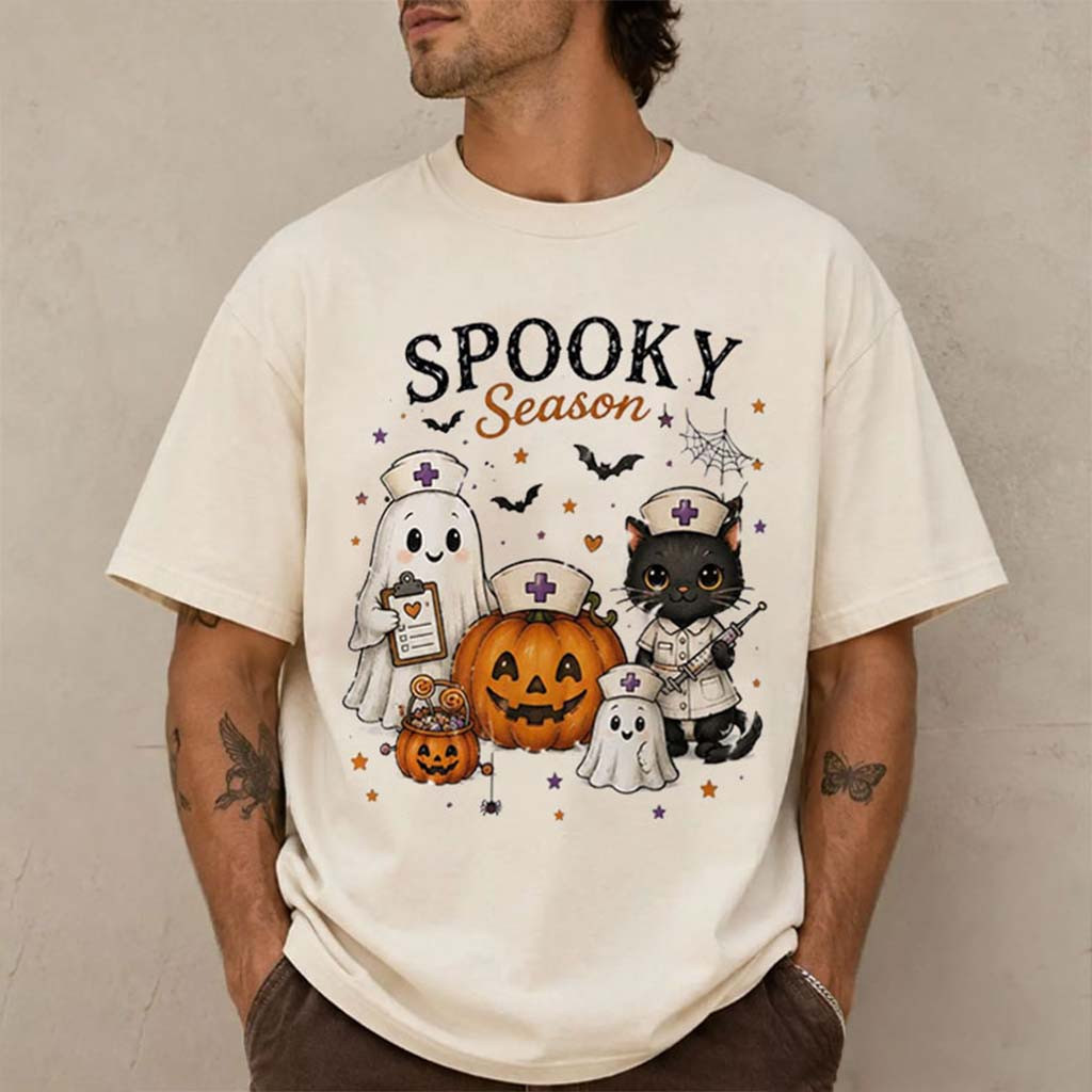 Spooky Season Nurse T-Shirt Cute Halloween Clothing Present For Nurse Friends - Kdjoy Spooky Season Nurse T-Shirt Cute Halloween Clothing Present For Nurse Friends - Kdjoy