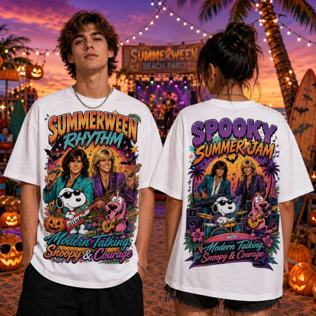 Spooky Summer Jam Modern Talking And Snoopy And Courage T-Shirt Spooky Merch BFF Gifts - Kdjoy