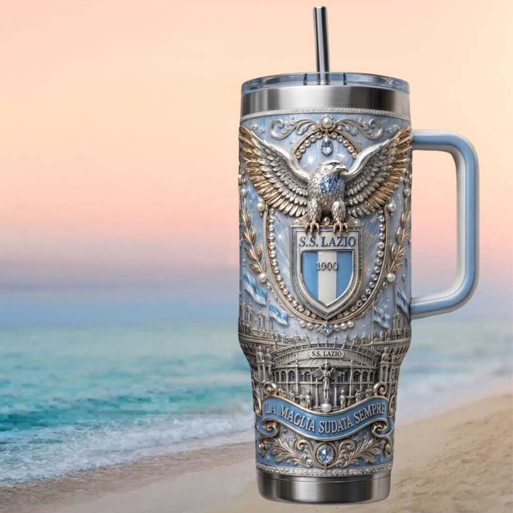 SS Lazio Aquila Celeste Rome Jewel Relic Soccer Tumbler SS Lazio Merch Gift For Brothers - Kdjoy