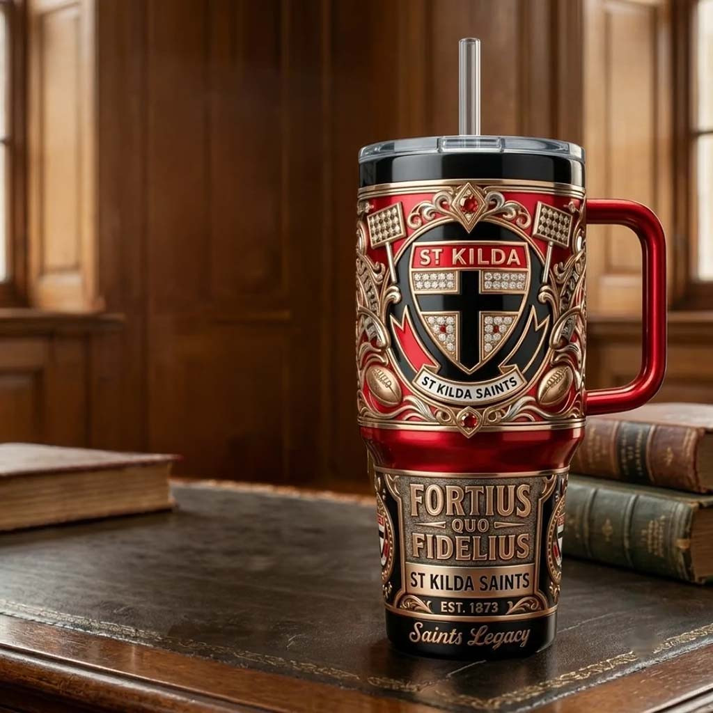 St Kilda Saints YETI Stanley Tumbler Fortius Quo Fidelius Travel Cup St Kilda Saints Merch - Kdjoy