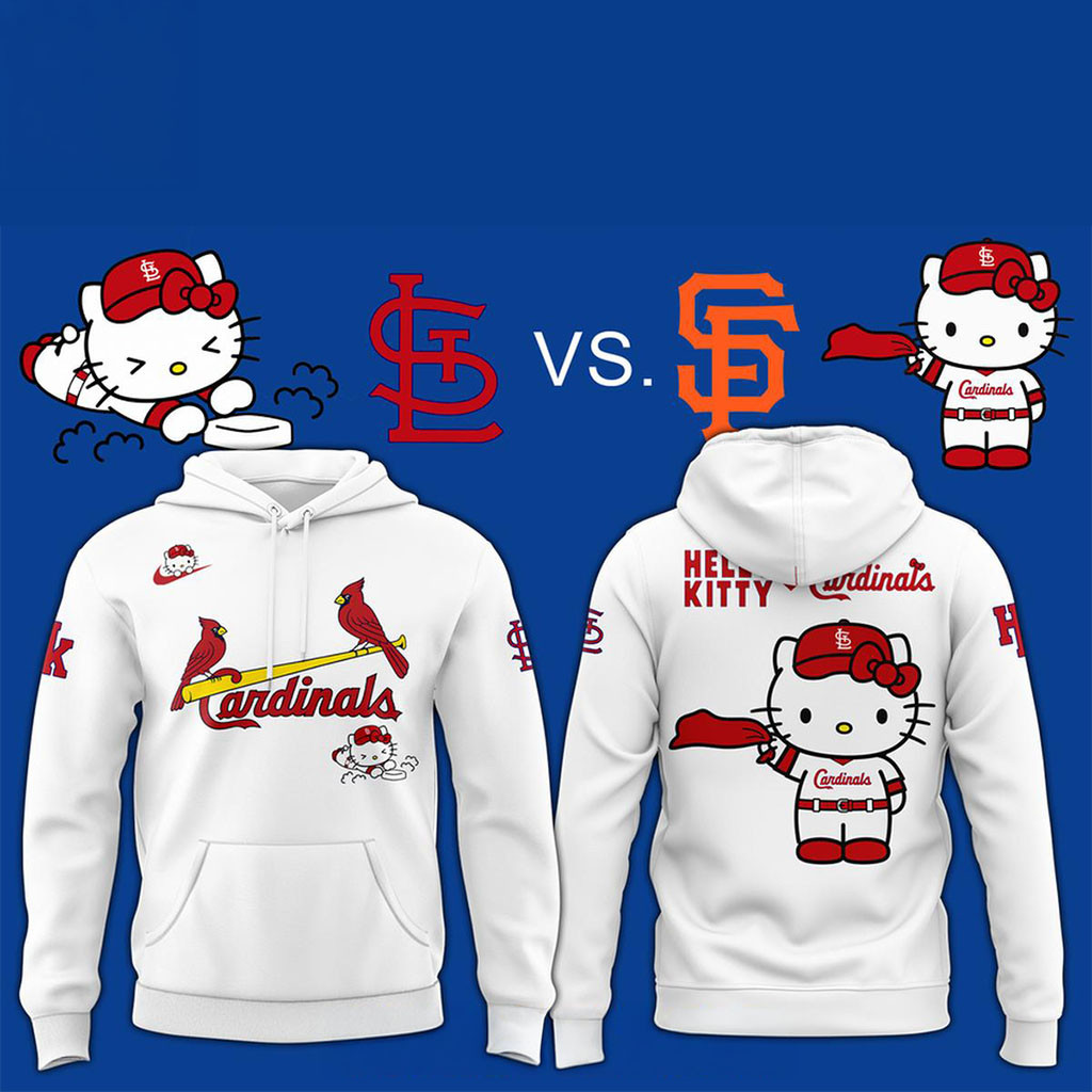 St Louis Cardinals Hello Kitty Theme Game Night 2026 White Hoodie Cardinals Merch Fan Gifts - Kdjoy