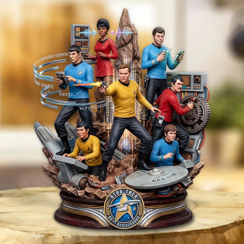 Star Trek 60th Anniversary Acrylic Plaque USS Enterprise Evolution Space Saga Merch Decor - Kdjoy