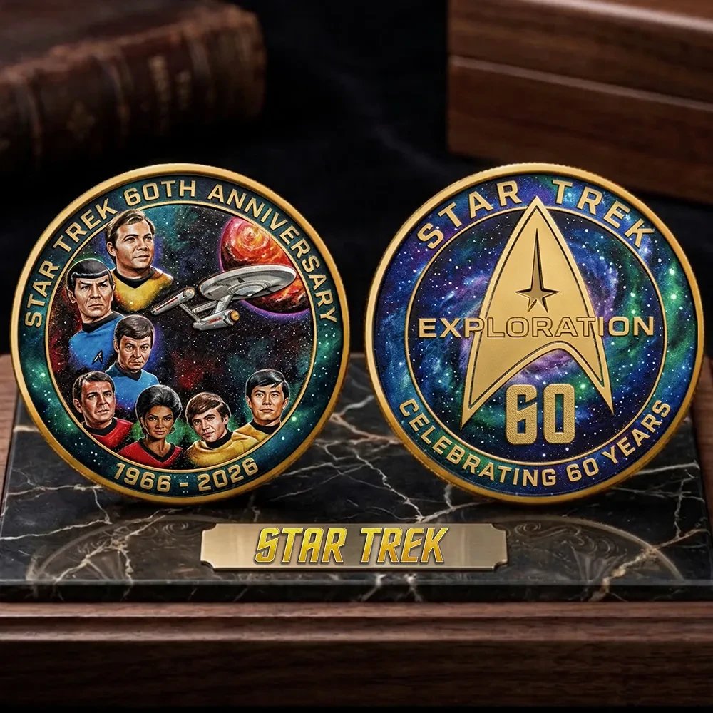 Star Trek 60th Anniversary Commemorative Coin USS Enterprise Evolution Space Saga Merch - Kdjoy
