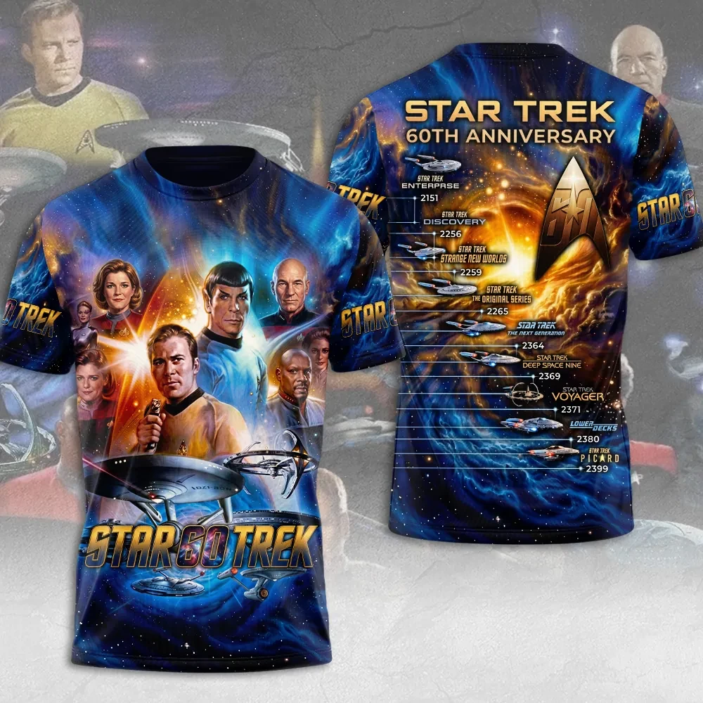 Star Trek 60th Anniversary T-Shirt Star Trek Merch Enterprise Timeline Sci-Fi Fan Tee - Kdjoy