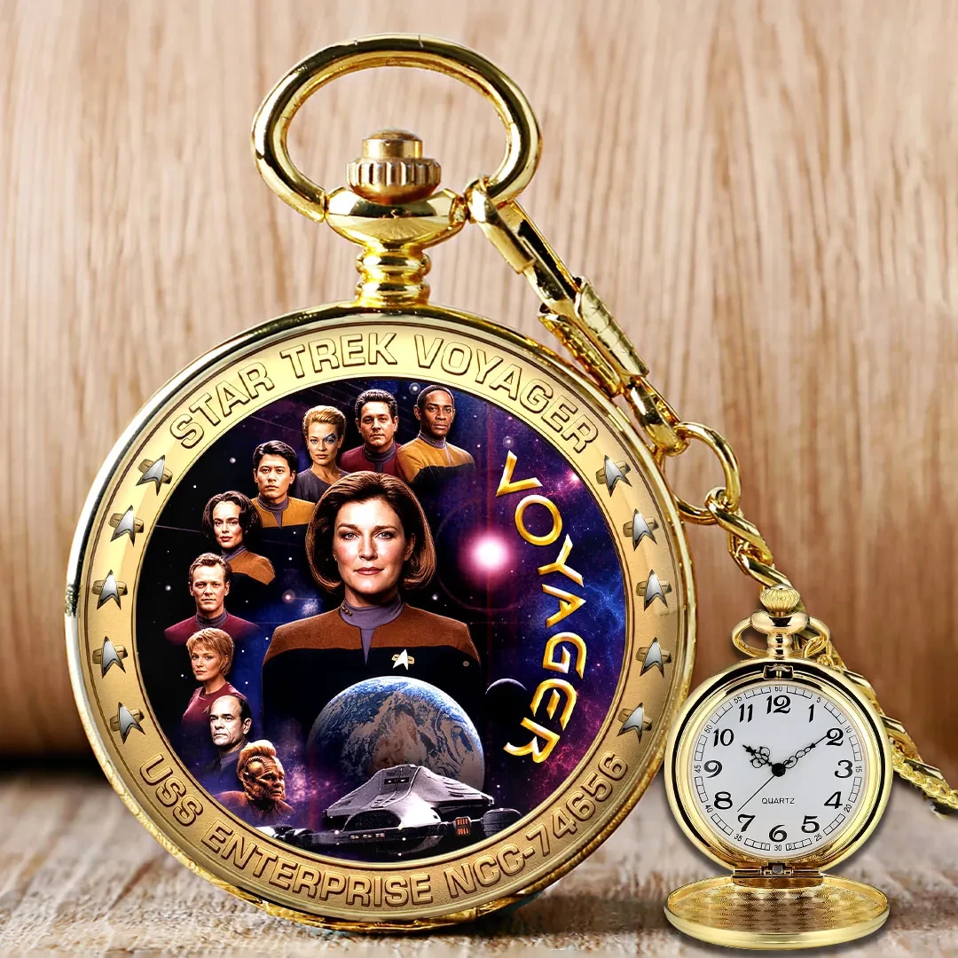 Star Trek Voyager Pocket Watch Legends and Starships 60th Anniversary Star Trek Merch Fan Gifts - Kdjoy Star Trek Voyager Pocket Watch Legends and Starships 60th Anniversary Star Trek Merch Fan Gifts - Kdjoy