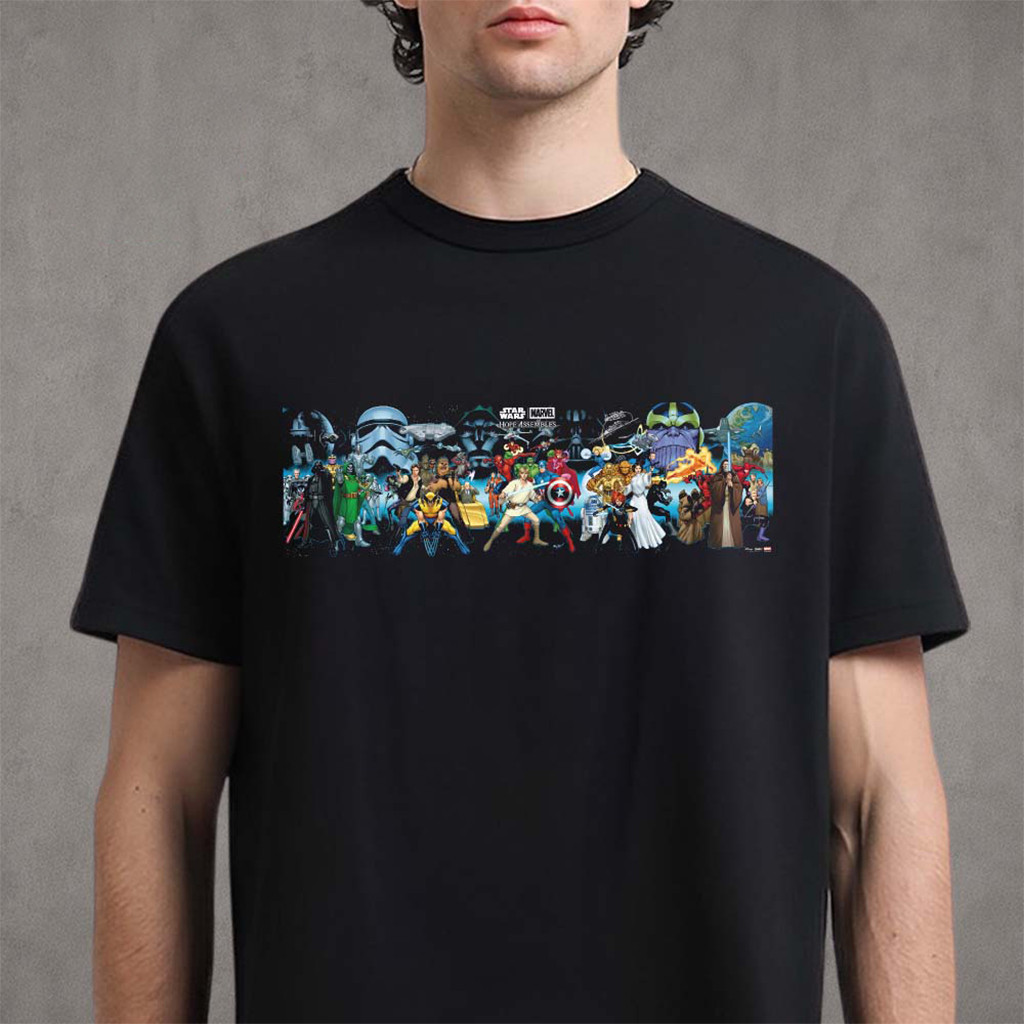 Star Wars X Marvel Hope Assembles Characters Lineup Artwork T-Shirt Star Wars Merch Fan Gifts - Kdjoy Star Wars X Marvel Hope Assembles Characters Lineup Artwork T-Shirt Star Wars Merch Fan Gifts - Kdjoy