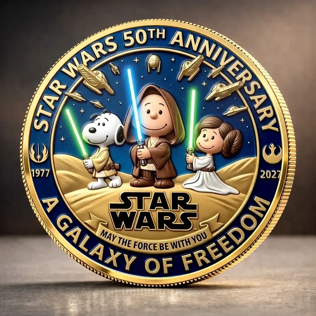 Star Wars X Snoopy 50th Anniversary Coin A Galaxy Of Freedom Coin Star Wars Celebration Merch - Kdjoy
