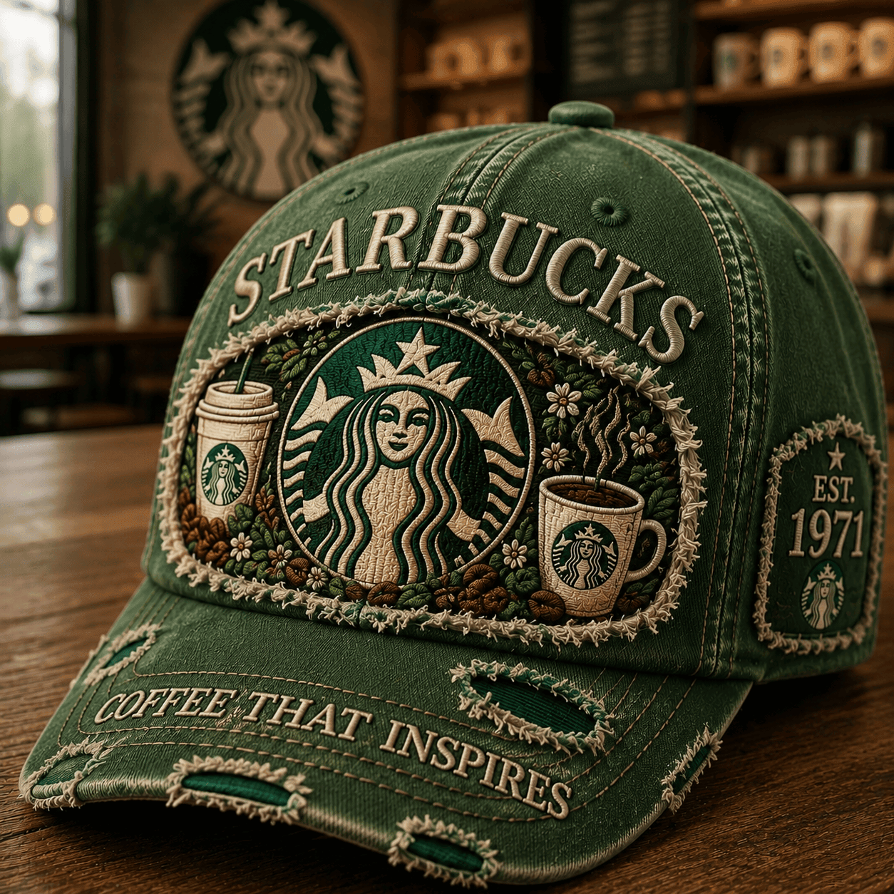 Starbucks Est 1971 Hat Coffee That Inspires Hat Starbucks Merch Coffee Lover Gift For BFF - Kdjoy Starbucks Est 1971 Hat Coffee That Inspires Hat Starbucks Merch Coffee Lover Gift For BFF - Kdjoy