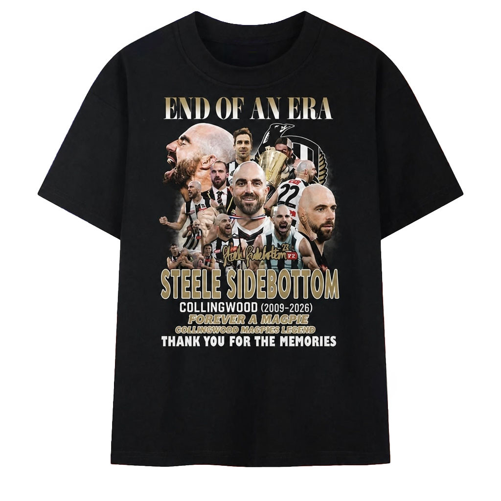 Steele Sidebottom End Of An Era Collingwood Magpies 2009 2026 Legend T-Shirt Gifts For Fansv - Kdjoy Steele Sidebottom End Of An Era Collingwood Magpies 2009 2026 Legend T-Shirt Gifts For Fansv - Kdjoy