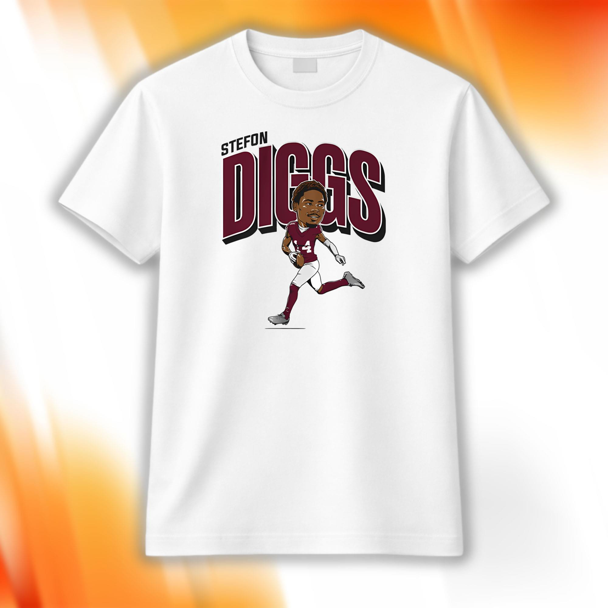 Stefon Diggs Caricature T-Shirt White Washington Commanders Merch Gift For Football Lovers - Kdjoy