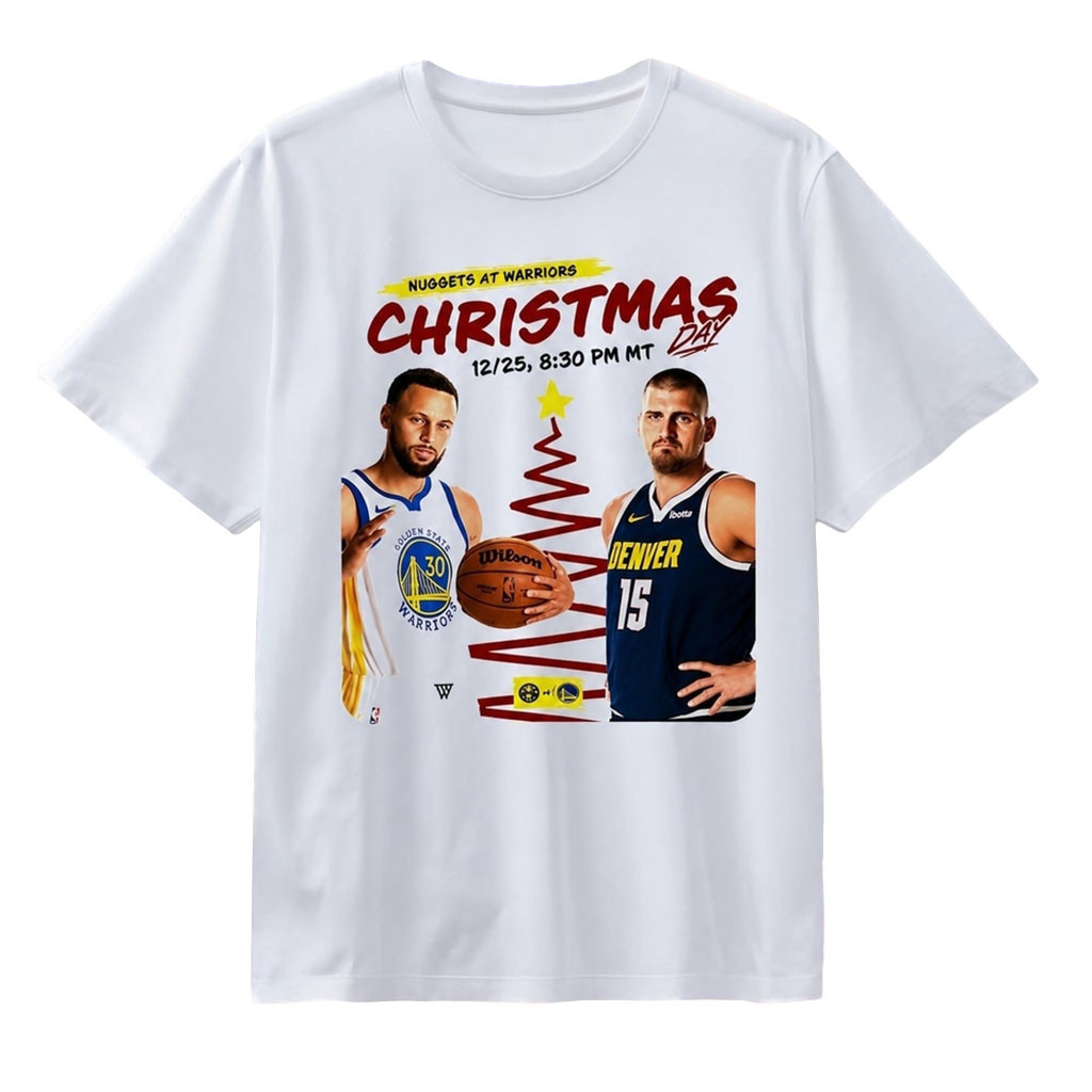 Stephen Curry And Nikola Jokic Nuggets at Warriors Christmas Day Game Shirt Basketball Gifts - Kdjoy Stephen Curry And Nikola Jokic Nuggets at Warriors Christmas Day Game Shirt Basketball Gifts - Kdjoy