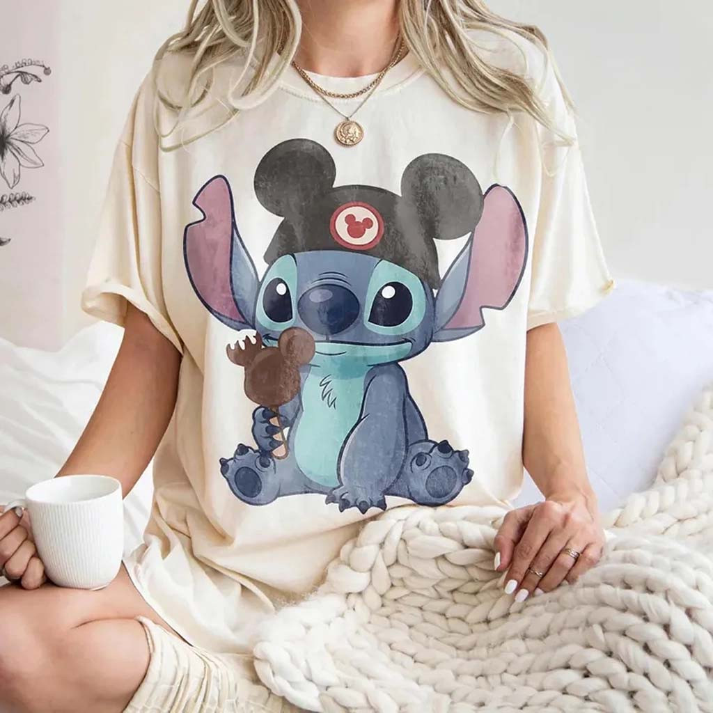 Stitch Ice Cream Shirt Vintage Lilo And Stitch Merch Cute Gift For Girlfriend - Kdjoy