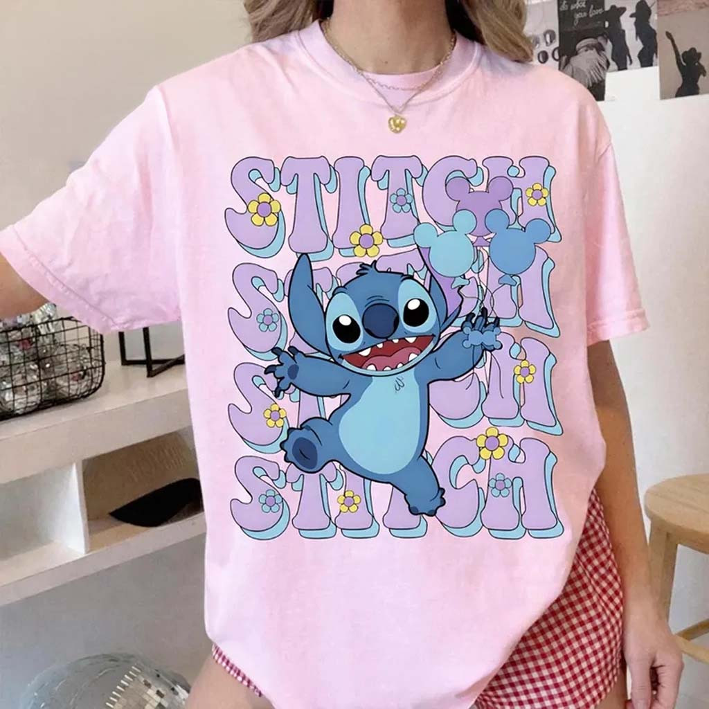 Stitch Watercolor Coquette Bow T-Shirt Lilo Stitch Movie Merch Best Gift For Sisters - Kdjoy Stitch Watercolor Coquette Bow T-Shirt Lilo Stitch Movie Merch Best Gift For Sisters - Kdjoy