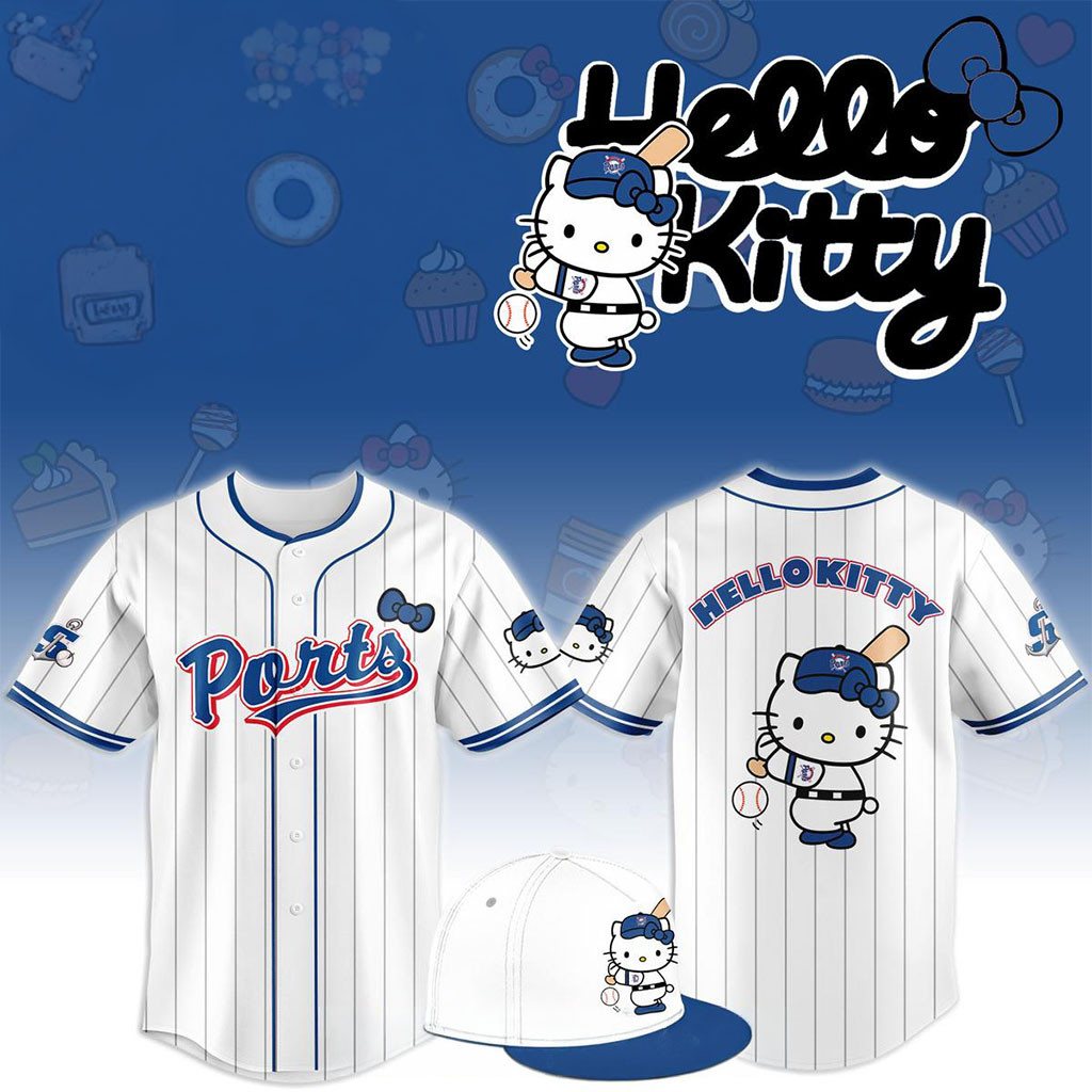 Stockton Ports x Hello Kitty Classic Striped 2026 Night Game Jersey Stockton Ports Merch - Kdjoy