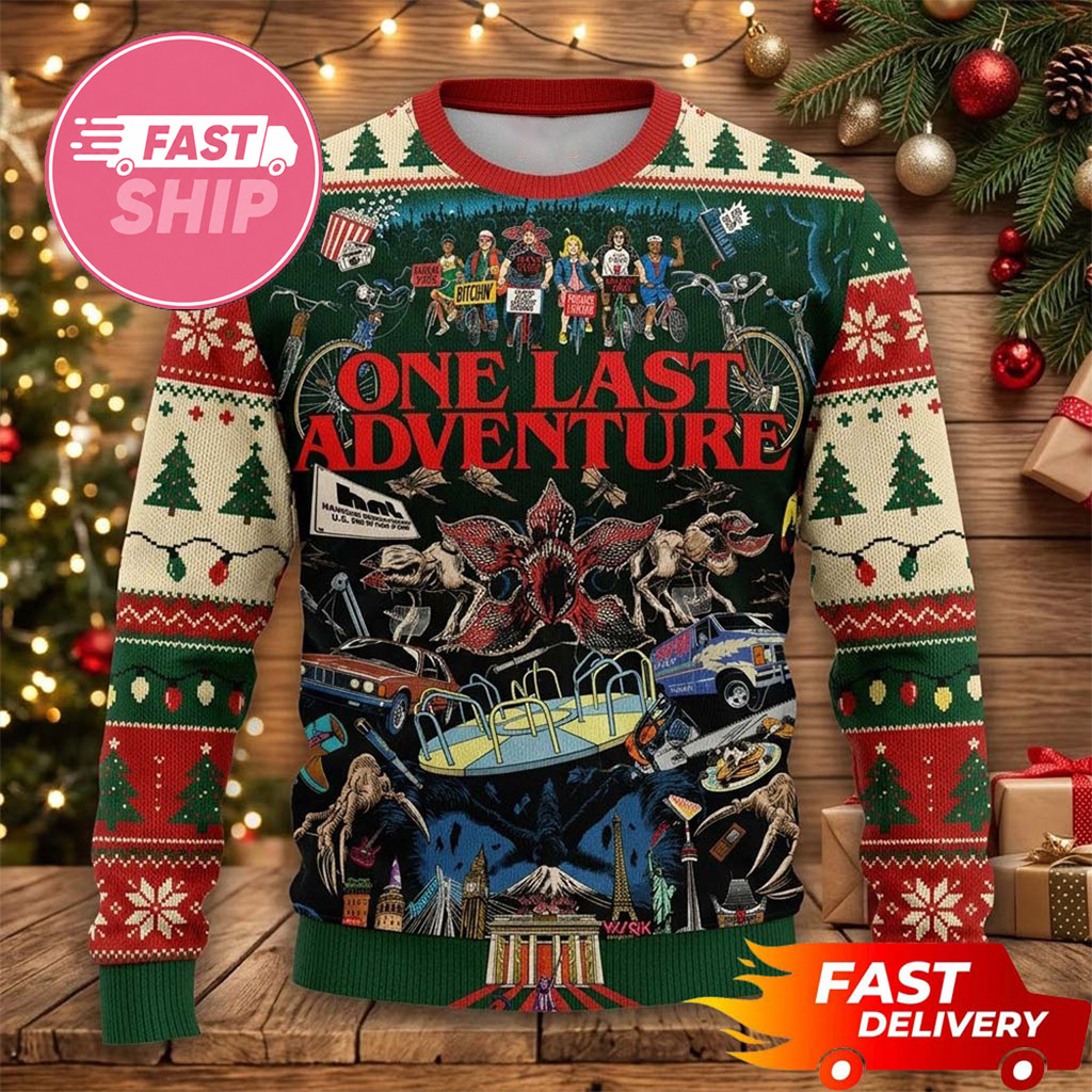 Stranger Things 5 Merch One Last Adventure 2026 Stranger Things Ugly Sweater Christmas Gifts - Kdjoy Stranger Things 5 Merch One Last Adventure 2026 Stranger Things Ugly Sweater Christmas Gifts - Kdjoy