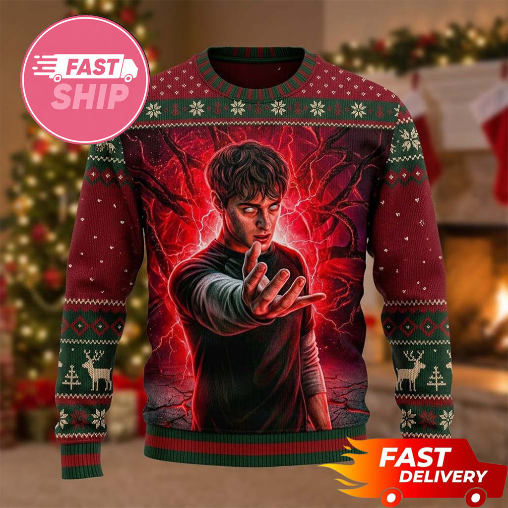 Stranger Things 5 Merch Will Byers 2026 Stranger Things Ugly Sweater Christmas Gifts For Him - Kdjoy Stranger Things 5 Merch Will Byers 2026 Stranger Things Ugly Sweater Christmas Gifts For Him - Kdjoy