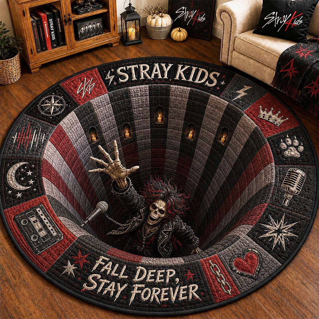 Stray Kids Merch Fall Deep Stay Forever Quilted Round Mat Gifts For Music Fans - Kdjoy