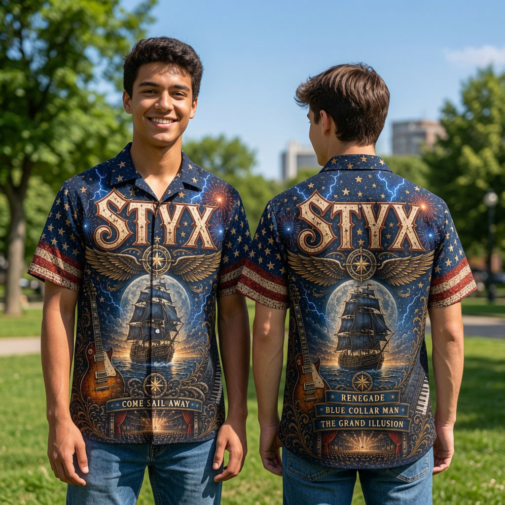 Styx Band Vintage Sailing Ship Come Sail Away Hawaiian Shirt Styx Merch Gifts For Him - Kdjoy