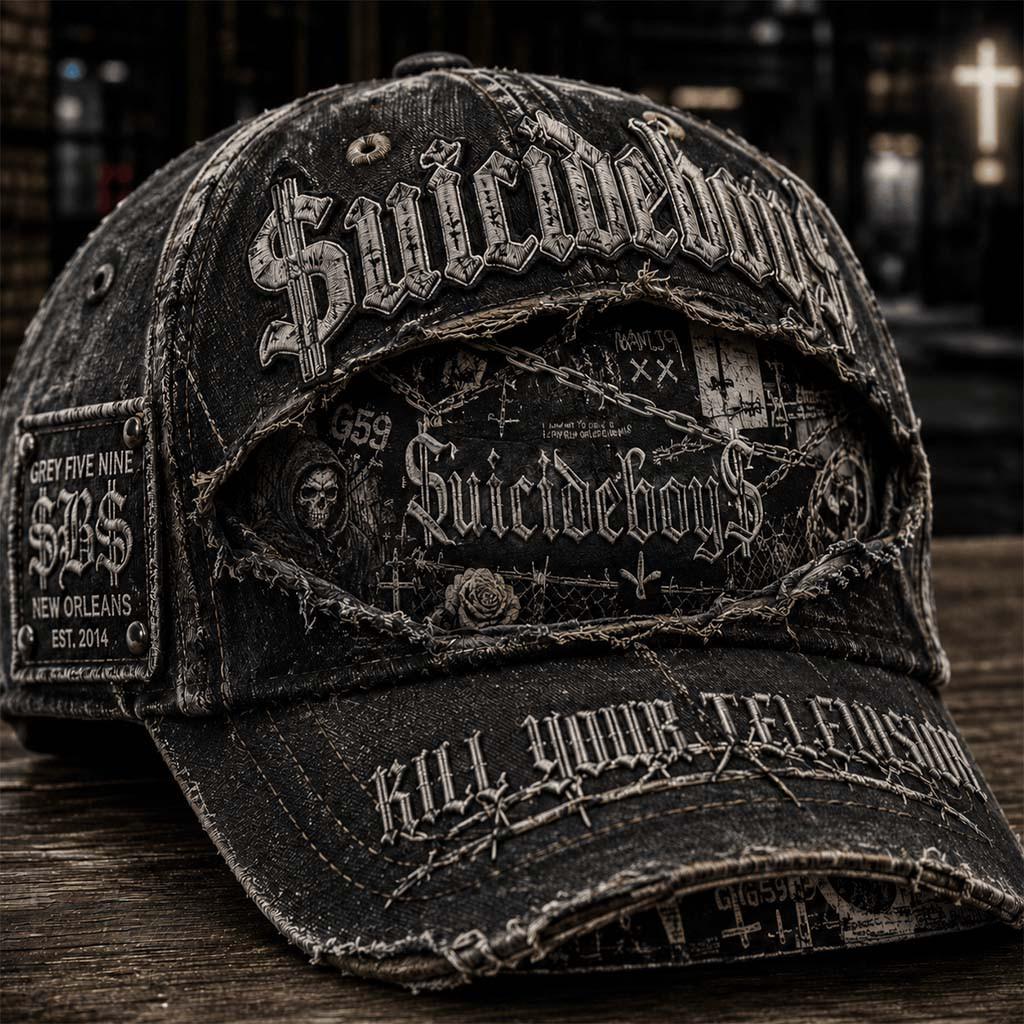 SuicideboyS Kill Your Television Hat Grey Five Nine Cap SuicideboyS Merch Hip Hop Fan Gifts - Kdjoy