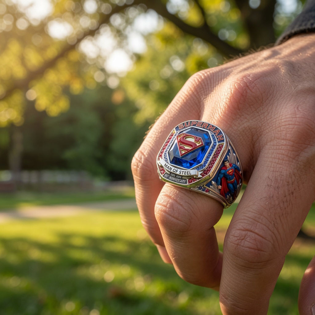 Superman Champion Ring Man Of Steel Merch Birthday Gift For Him - Kdjoy