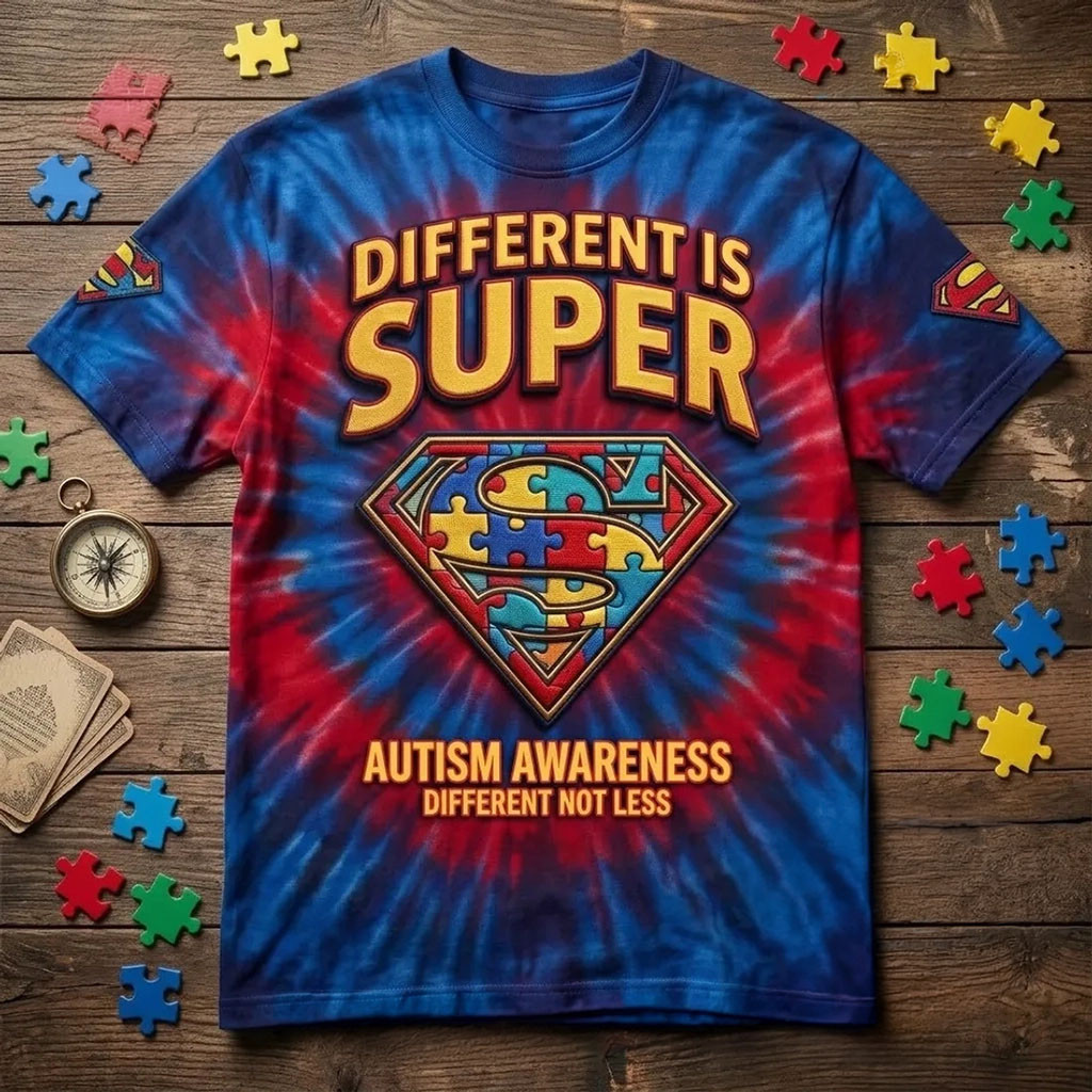 Superman X Autism Awareness Merch Different Is Super T-Shirt Gift For Autistic Son - Kdjoy Superman X Autism Awareness Merch Different Is Super T-Shirt Gift For Autistic Son - Kdjoy
