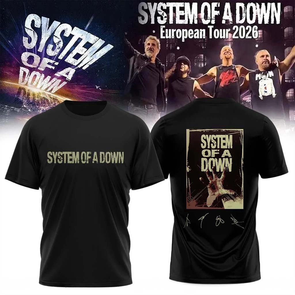 System Of A Down Europe UK Stadium Tour Signed Shirt SOAD Merch 2026 Gift For Band Fans - Kdjoy