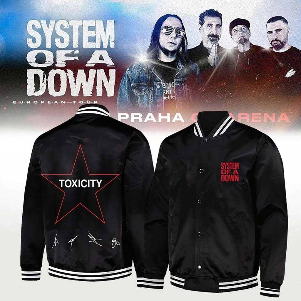System Of A Down Signed Bomber Jacket Toxicity SOAD Merch Present For Band Fans - Kdjoy