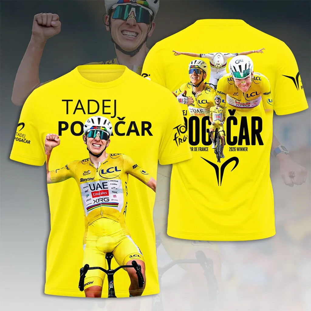 Tadej Pogacar 2026 5x Tour de France Winner Commemorative Graphic Shirt Tadej Pogacar Merch - Kdjoy