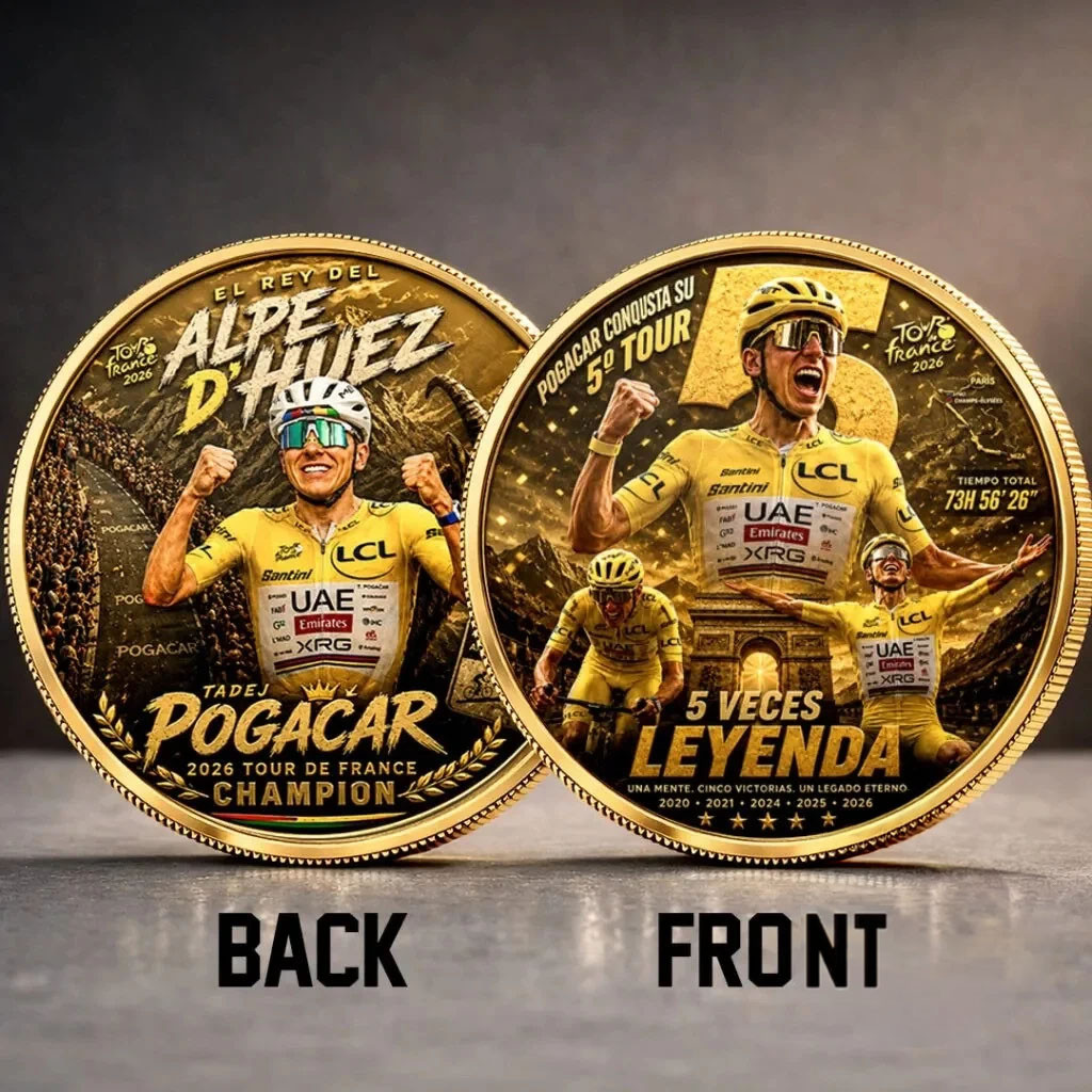 Tadej Pogacar 5th Tour De France Champion 2026 Alpe d'Huez Commemorative Coin Tadej Pogacar Merch - Kdjoy Tadej Pogacar 5th Tour De France Champion 2026 Alpe d'Huez Commemorative Coin Tadej Pogacar Merch - Kdjoy