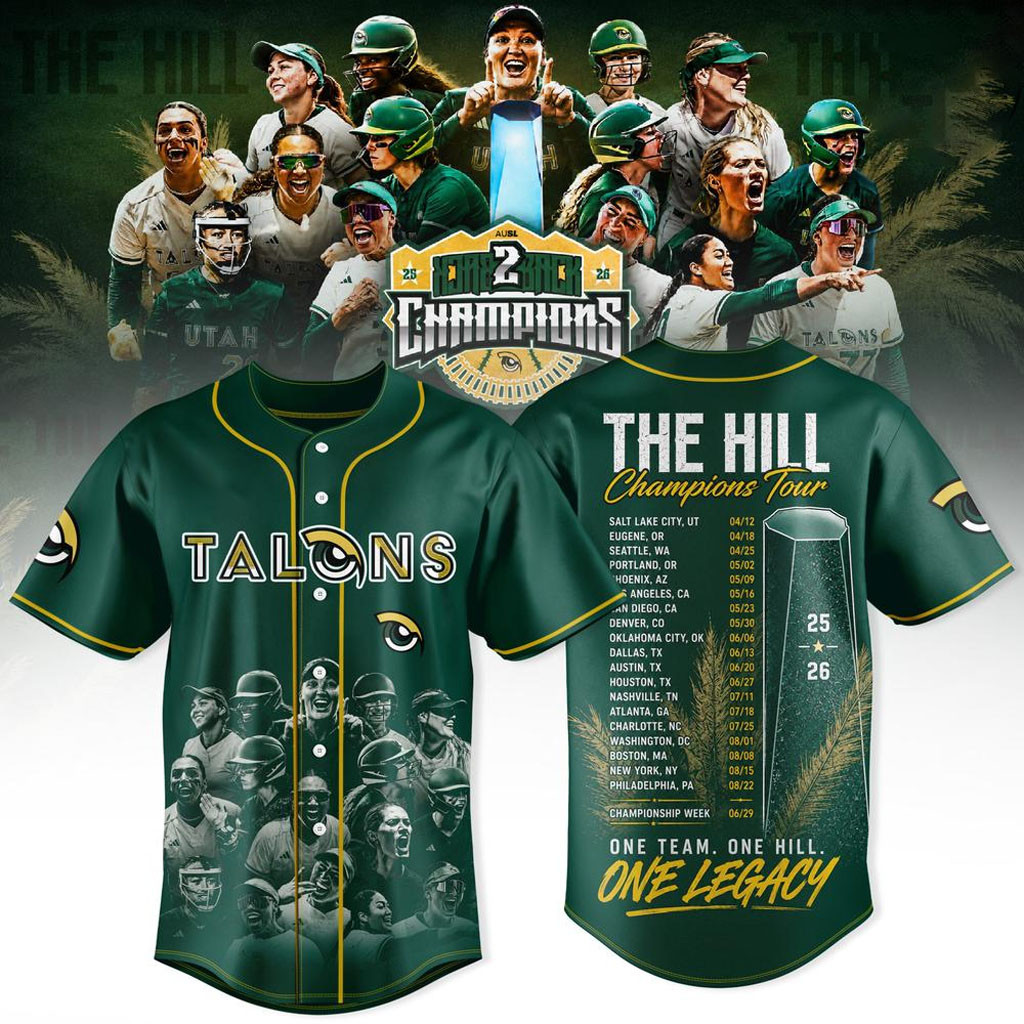 Talons The Hill Back To Back Champions Tour 2026 Baseball Jersey San Antonio Talons Merch - Kdjoy