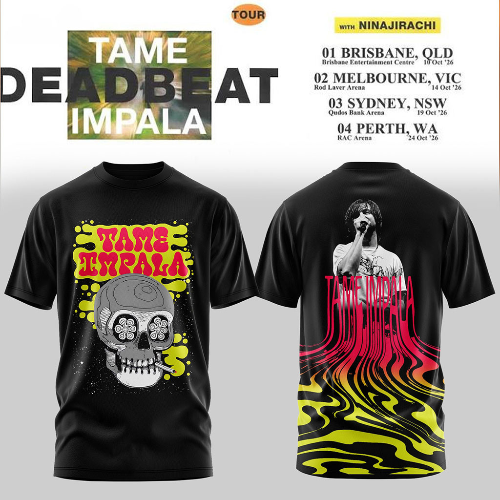 Tame Impala Deadbeat Tour 2026 Skull T-Shirt Tame Impala Merch Best Gifts For Music Lovers