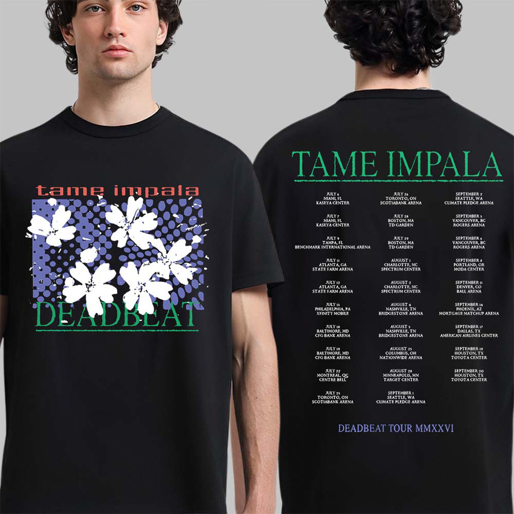 Tame Impala With Djo Deadbeat Tour 2026 Flower T-Shirt Tame Impala Merch Gifts For BFF - Kdjoy Tame Impala With Djo Deadbeat Tour 2026 Flower T-Shirt Tame Impala Merch Gifts For BFF - Kdjoy
