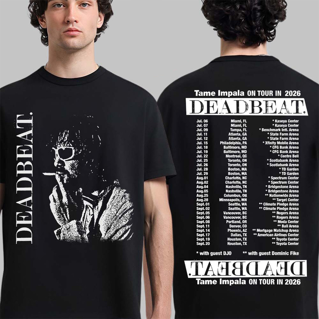 Tame Impala With Djo Deadbeat Tour 2026 Merch Portrait Smoking T-Shirt Gifts For BFF - Kdjoy Tame Impala With Djo Deadbeat Tour 2026 Merch Portrait Smoking T-Shirt Gifts For BFF - Kdjoy