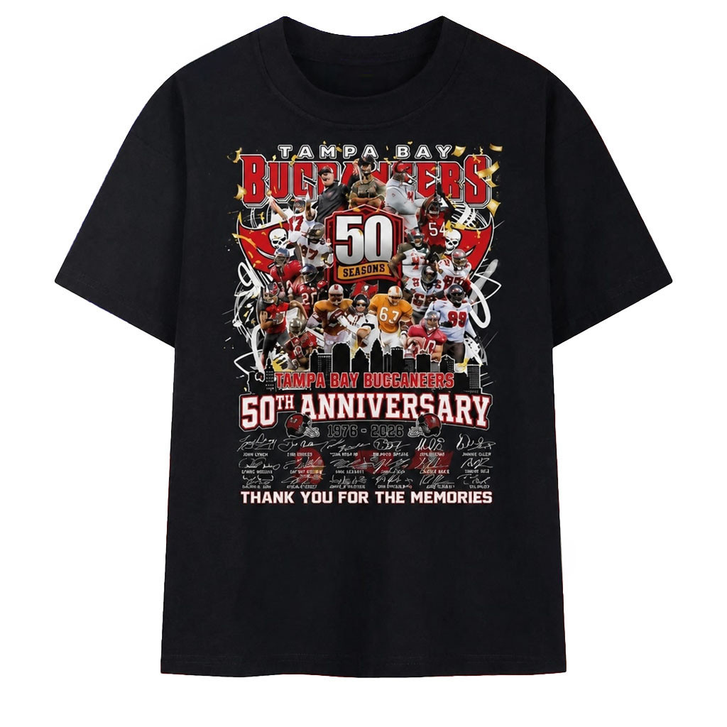 Tampa Bay Buccaneers Merch 50th Anniversary 1976 2026 Thank You For The Memories T-Shirt - Kdjoy