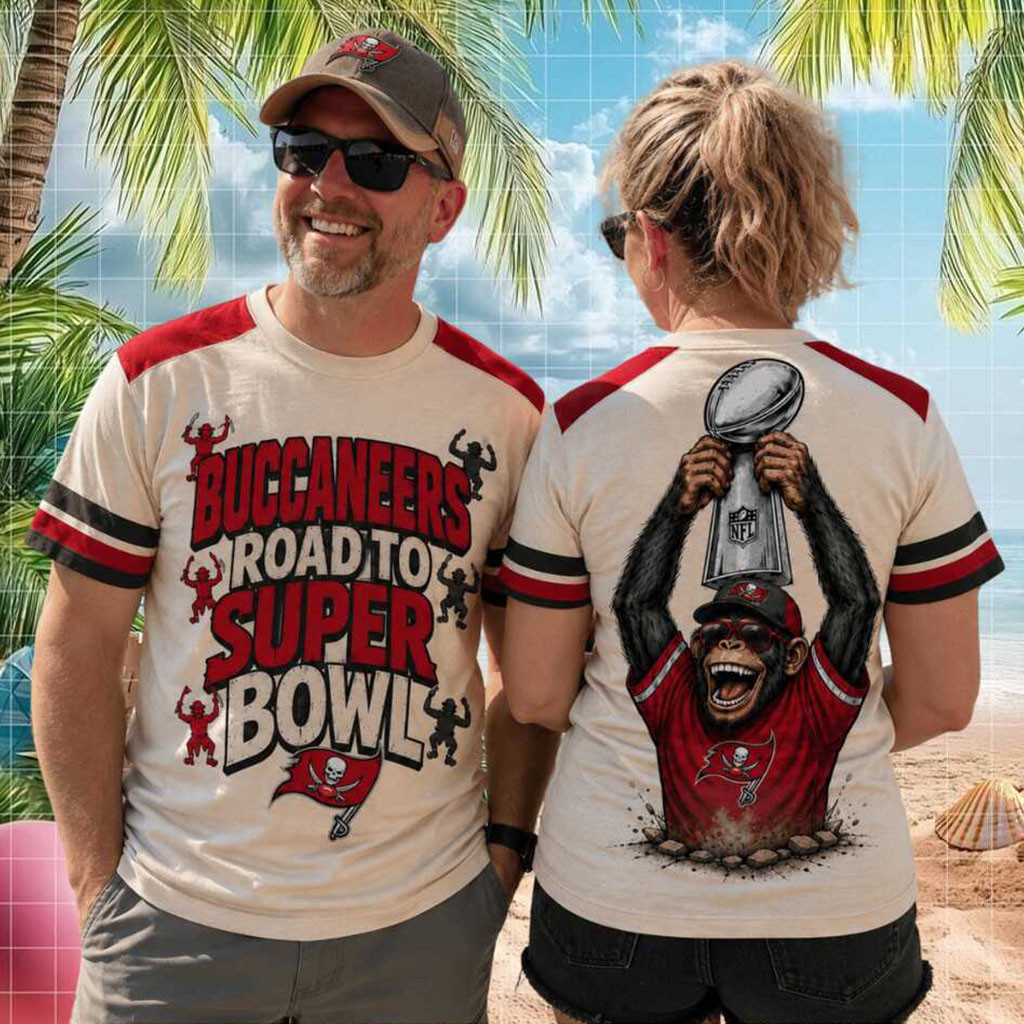Tampa Bay Buccaneers Road To Super Bowl Football Monkey Shirt Buccaneers Merch Gift For Fans - Kdjoy Tampa Bay Buccaneers Road To Super Bowl Football Monkey Shirt Buccaneers Merch Gift For Fans - Kdjoy