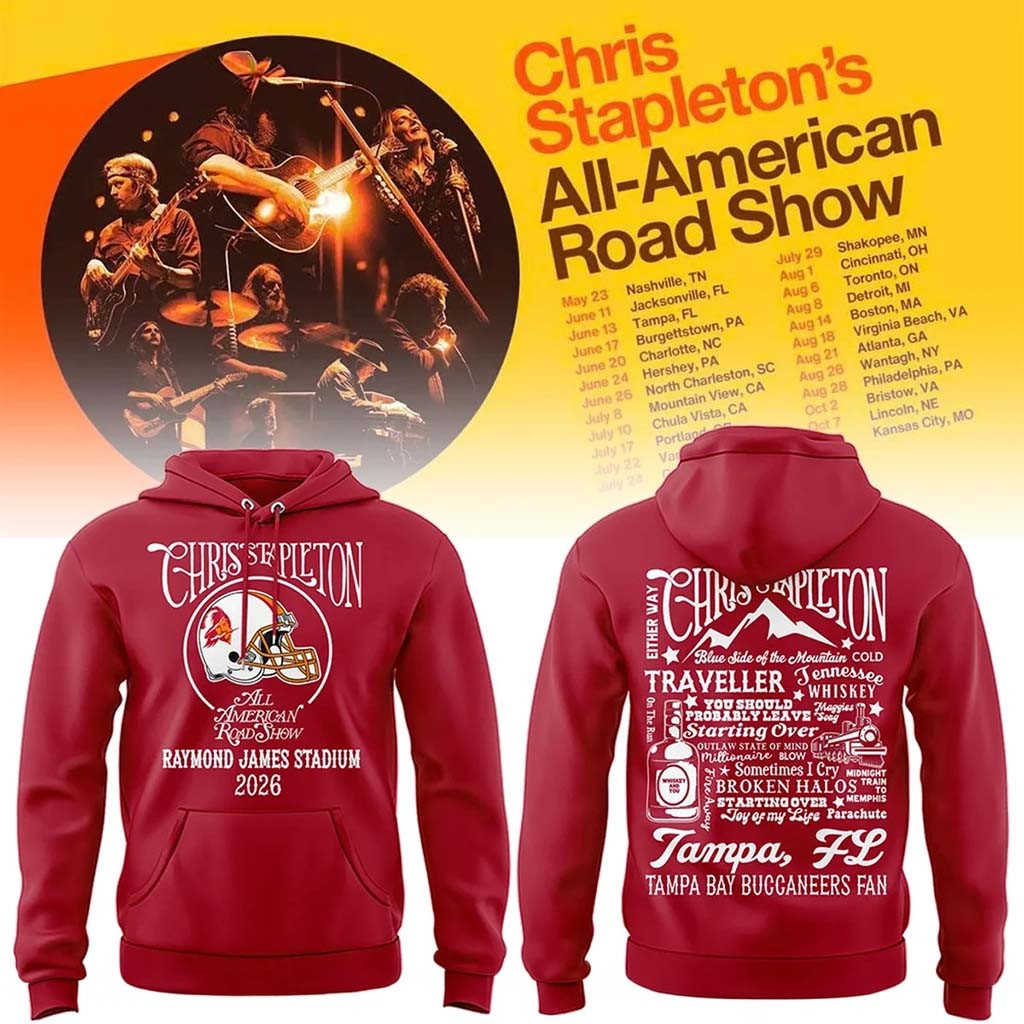 Tampa Bay Buccaneers X Chris Stapleton All American Road Show Hoodie Buccaneers Merch Red - Kdjoy