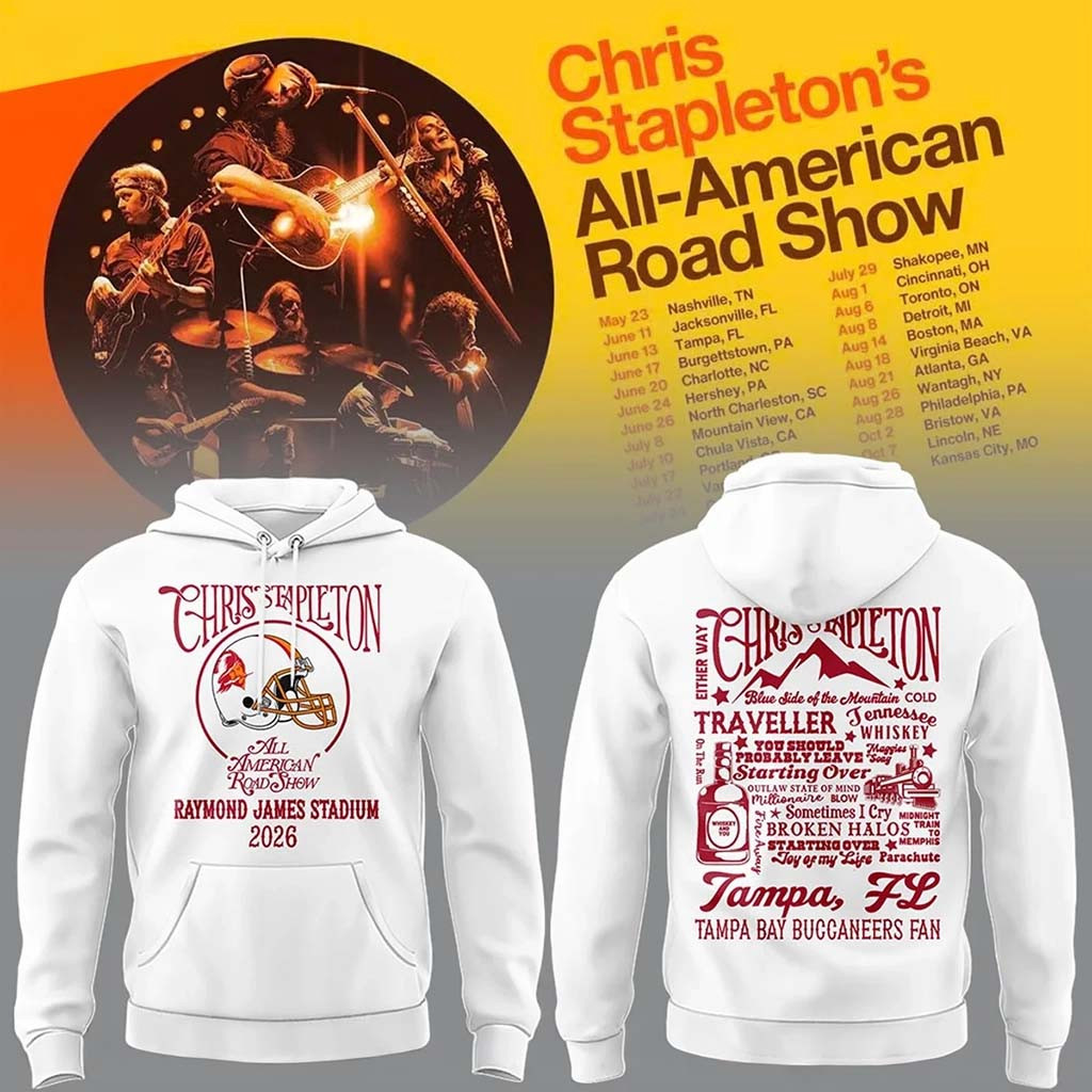 Tampa Bay Buccaneers X Chris Stapleton All American Road Show Hoodie Buccaneers Merch White - Kdjoy