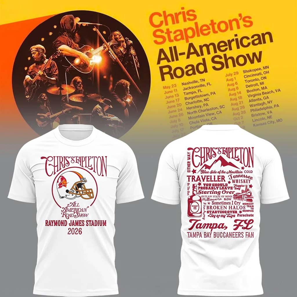 Tampa Bay Buccaneers X Chris Stapleton All American Road Show T-Shirt Buccaneers Merch White - Kdjoy