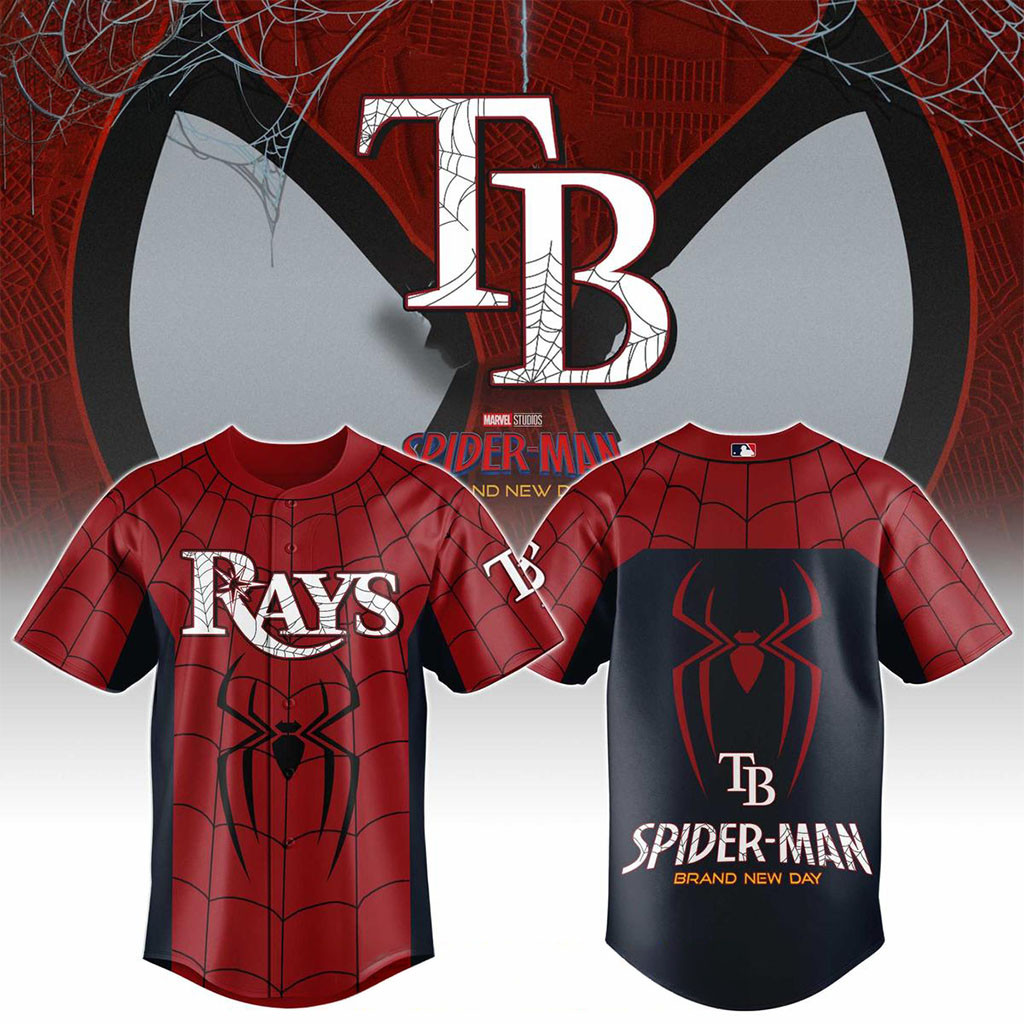 Tampa Bay Rays x Spider-Man Brand New Day 2026 Theme Game Jersey TB Rays Merch Gifts For Fans - Kdjoy