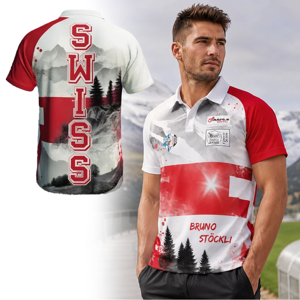 Team Swiss Stockli Mountain Landscape Polo Shirt Switzerland Pride Clothing Gift For Him - Kdjoy
