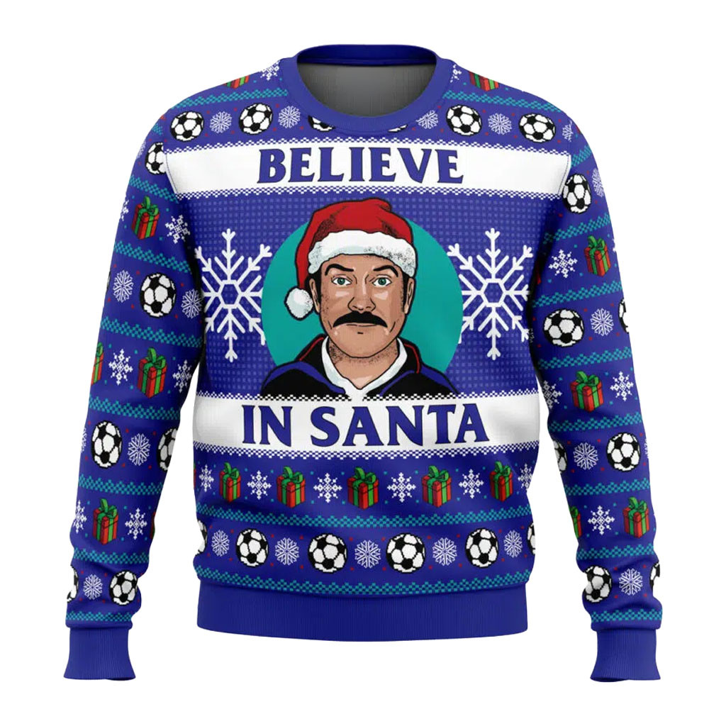 Ted Lasso Merch 2026 Believe Ted Lasso PC Ugly Christmas Sweater Believe In Satan Xmas Jumper - Kdjoy Ted Lasso Merch 2026 Believe Ted Lasso PC Ugly Christmas Sweater Believe In Satan Xmas Jumper - Kdjoy