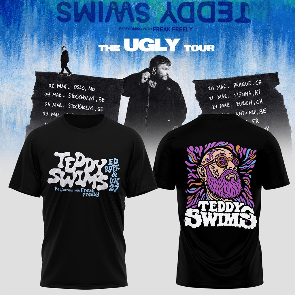 Teddy Swims Merch The Ugly Europe And UK Tour 2027 T-Shirt Black Cool Gift For Music Lovers - Kdjoy