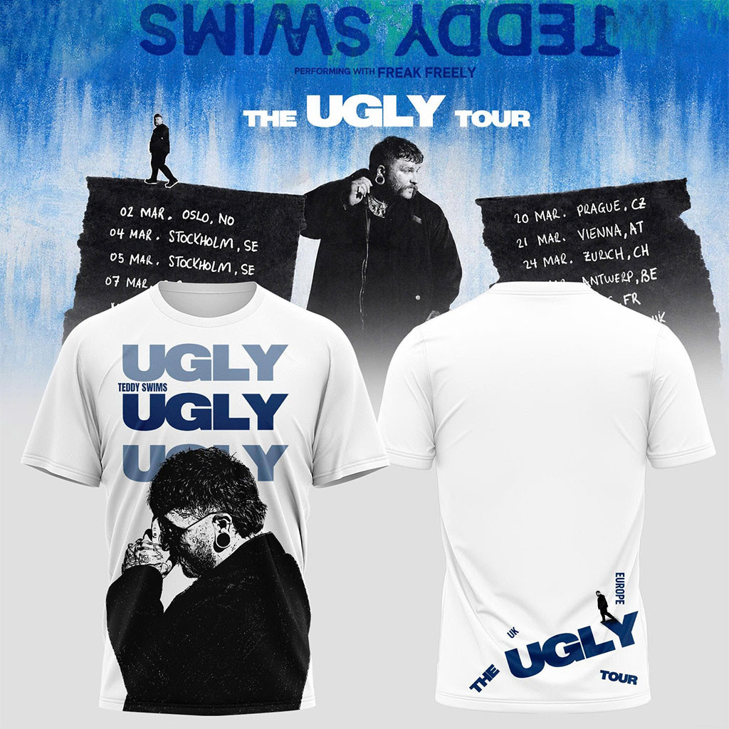 Teddy Swims Merch The Ugly Europe And UK Tour 2027 T-Shirt White Present For Music Lovers - Kdjoy