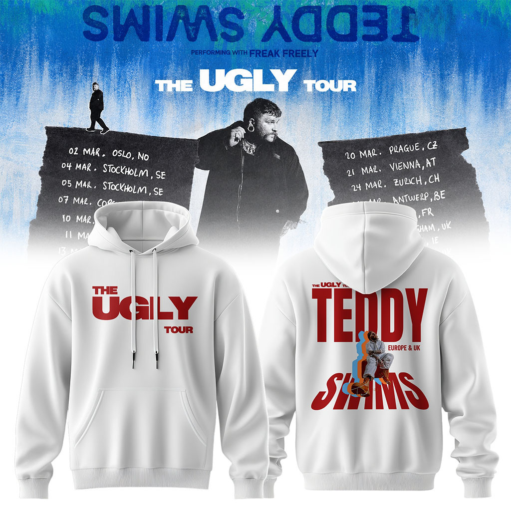 Teddy Swims The Ugly Europe And UK Tour 2027 Hoodie White Teddy Swims Tour Merch Fan Gifts - Kdjoy Teddy Swims The Ugly Europe And UK Tour 2027 Hoodie White Teddy Swims Tour Merch Fan Gifts - Kdjoy