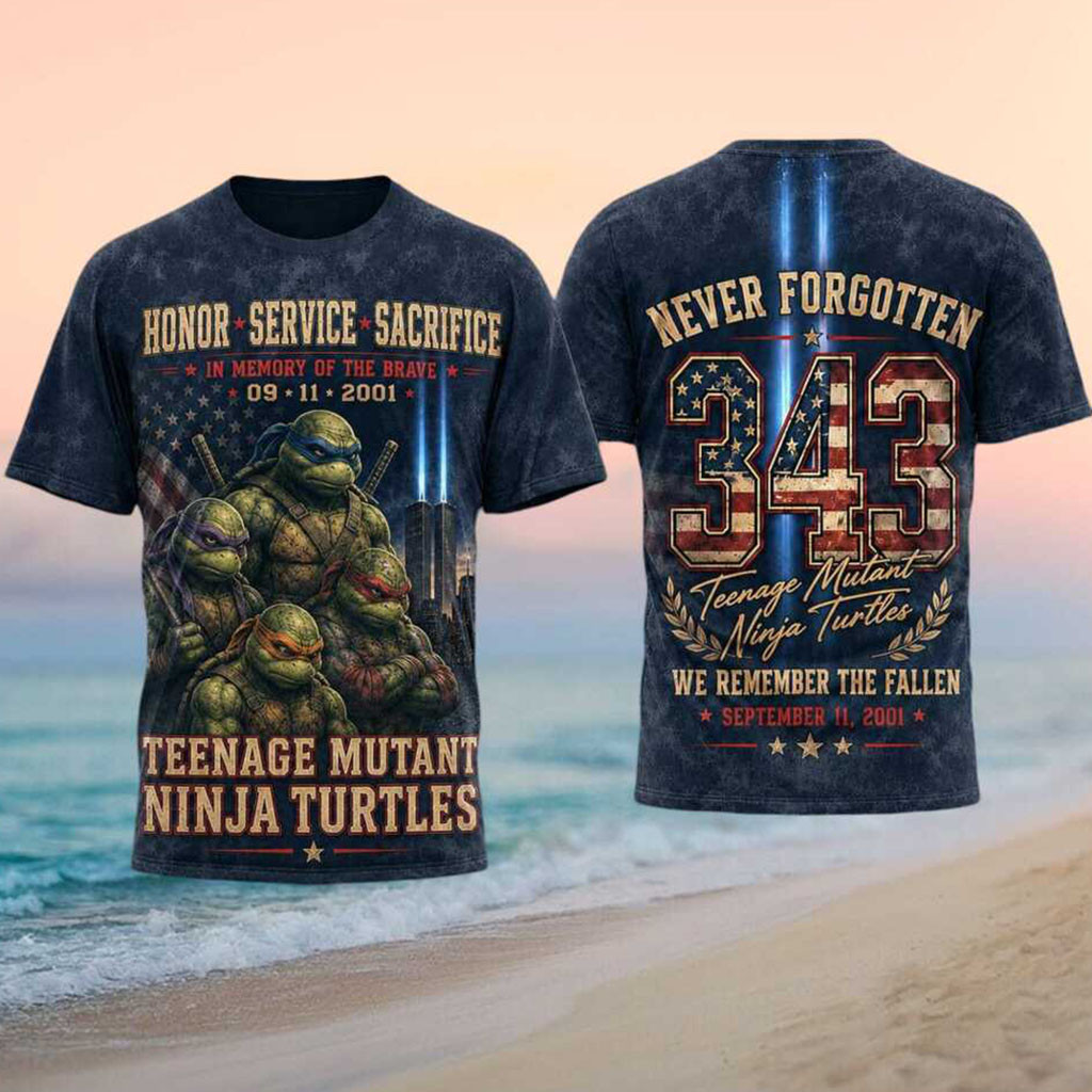 Teenage Mutant Ninja Turtles Patriot Day Never Forgotten 343 Shirt TMNT Merch 9 11 Apparel - Kdjoy
