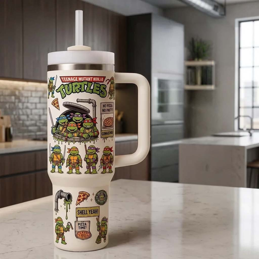 Teenage Mutant Ninja Turtles Tumbler 2026 Pizza Time Travel Cup TMNT Merch Gift For Fans - Kdjoy