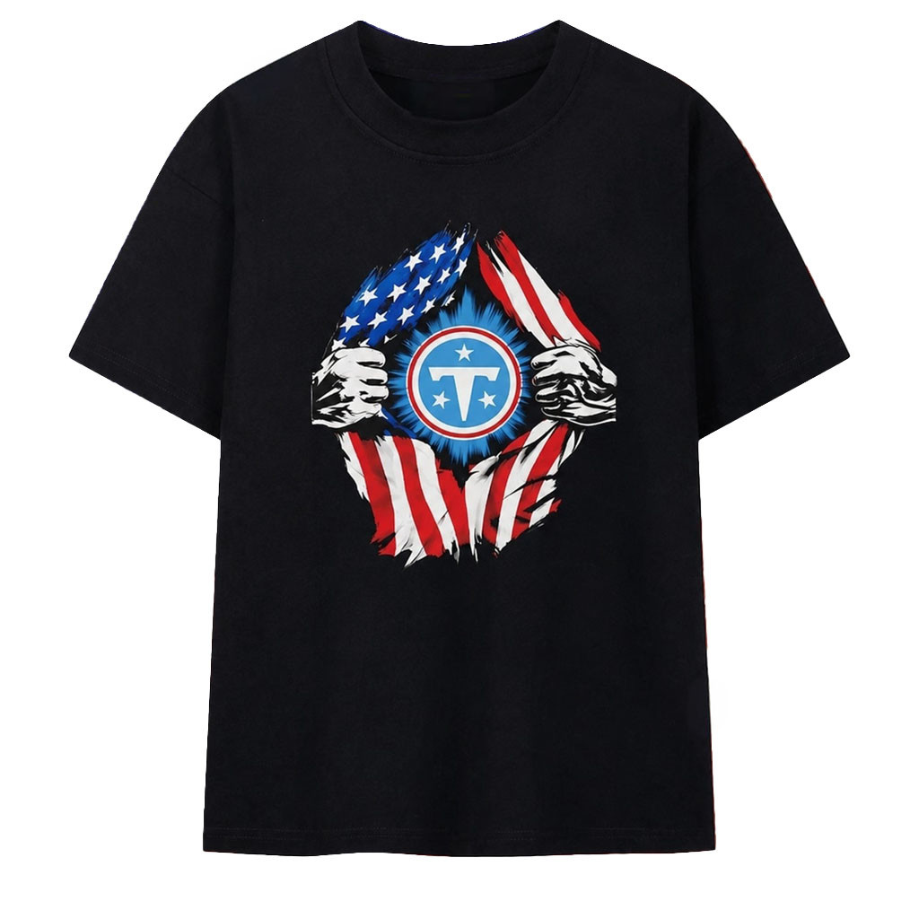 Tennessee Titans American Flag Ripped Chest Shirt Tennessee Titans Merch Gifts For Patriots - Kdjoy