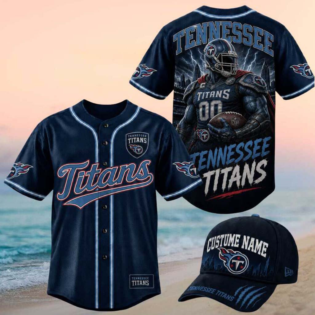 Tennessee Titans Armored Mascot Lightning Graphic Baseball Jersey Titans Merch Brother Gifts