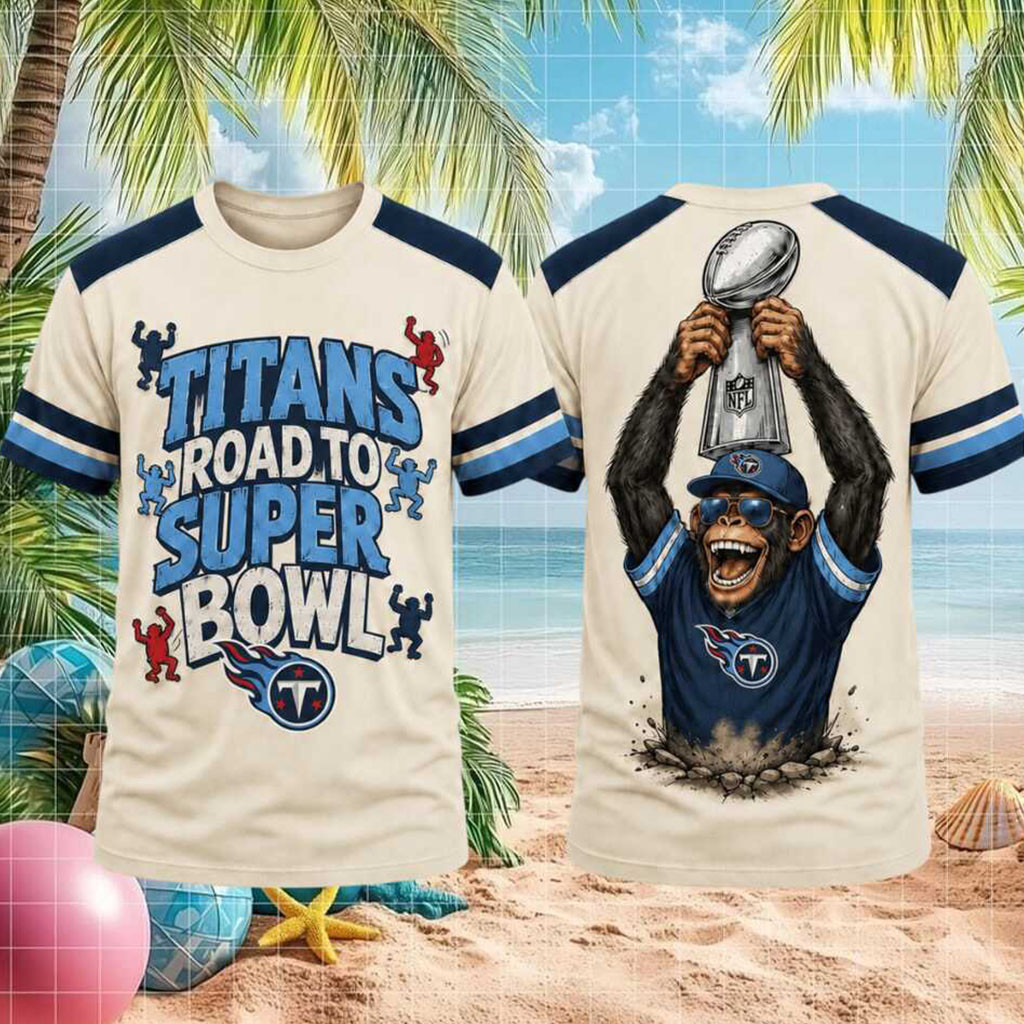 Tennessee Titans Road To Super Bowl Football Monkey Shirt Titans Merch Game Day Gifts Ideas - Kdjoy